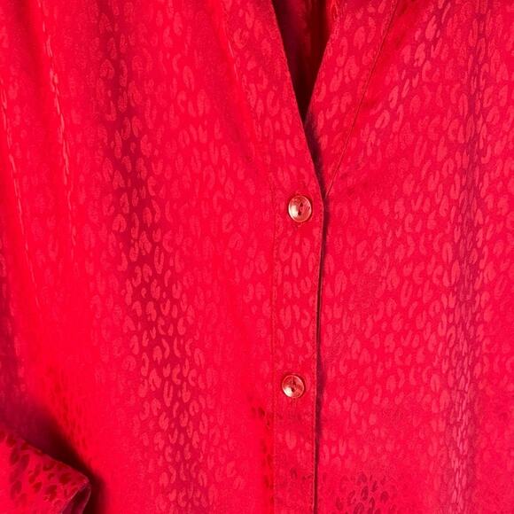 Torrid Red Cheetah Silk-Like Material Blouse career wear dark romantic plus size - Picture 8 of 15
